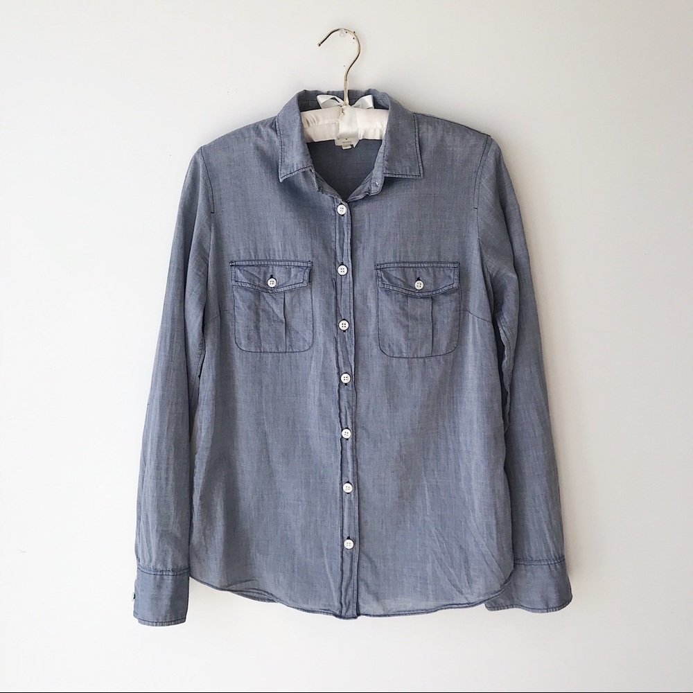 J. Crew factory chambray camp shirt  perfect shirt - Picture 3 of 8